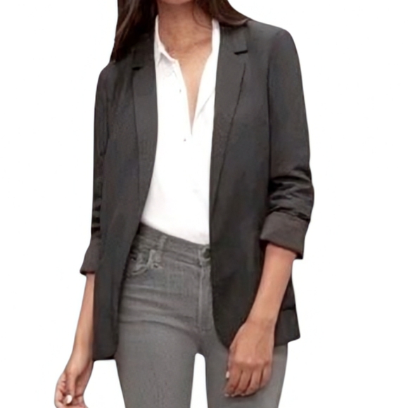 Aritzia Talula Kent Blazer Open Front Rayon Grey Lined Pockets Women's size 6 - Picture 11 of 11
